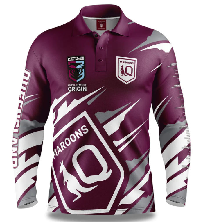 NRL Long Sleeve Reef Runner Fishing Polo Shirt - Manly Sea Eagles - YOUTH