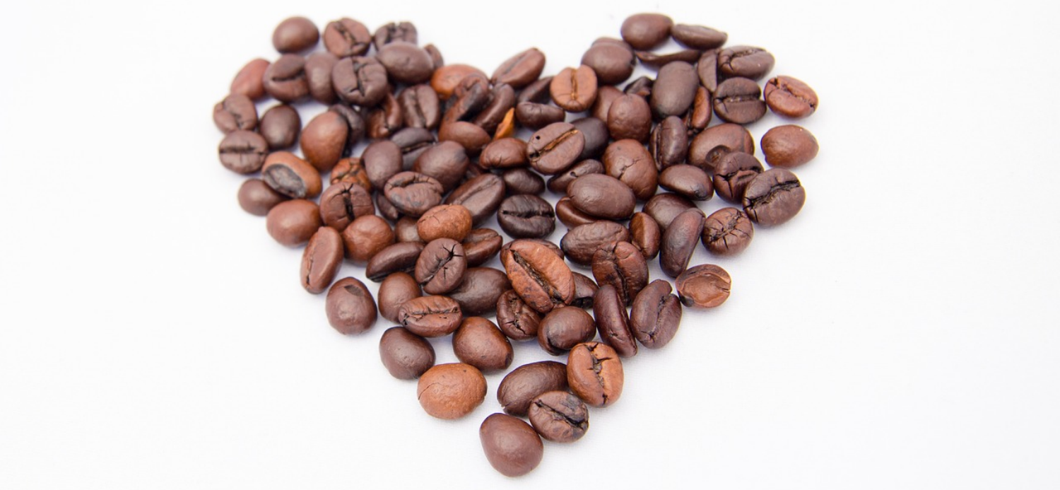 Heart made out of fresh coffee beans