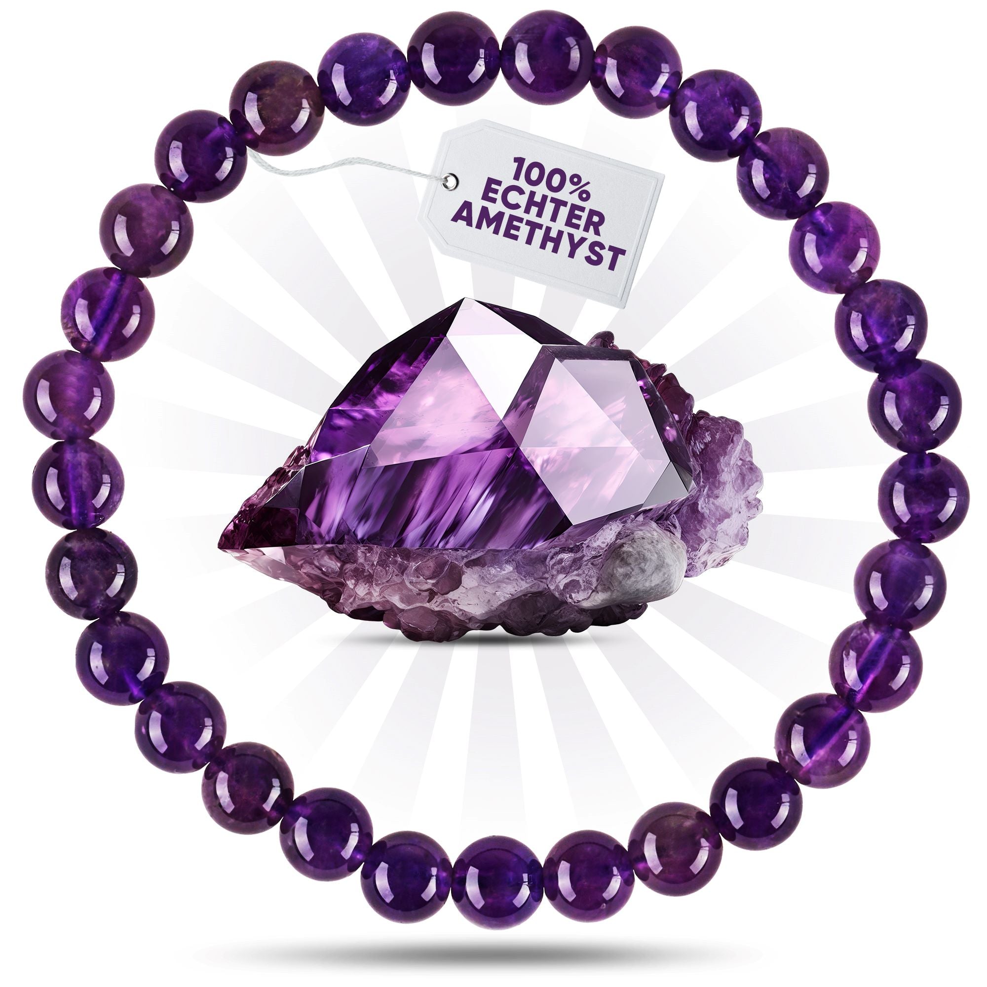 Amethyst Edelstein Armband aus echtem Naturstein - Puraja product image