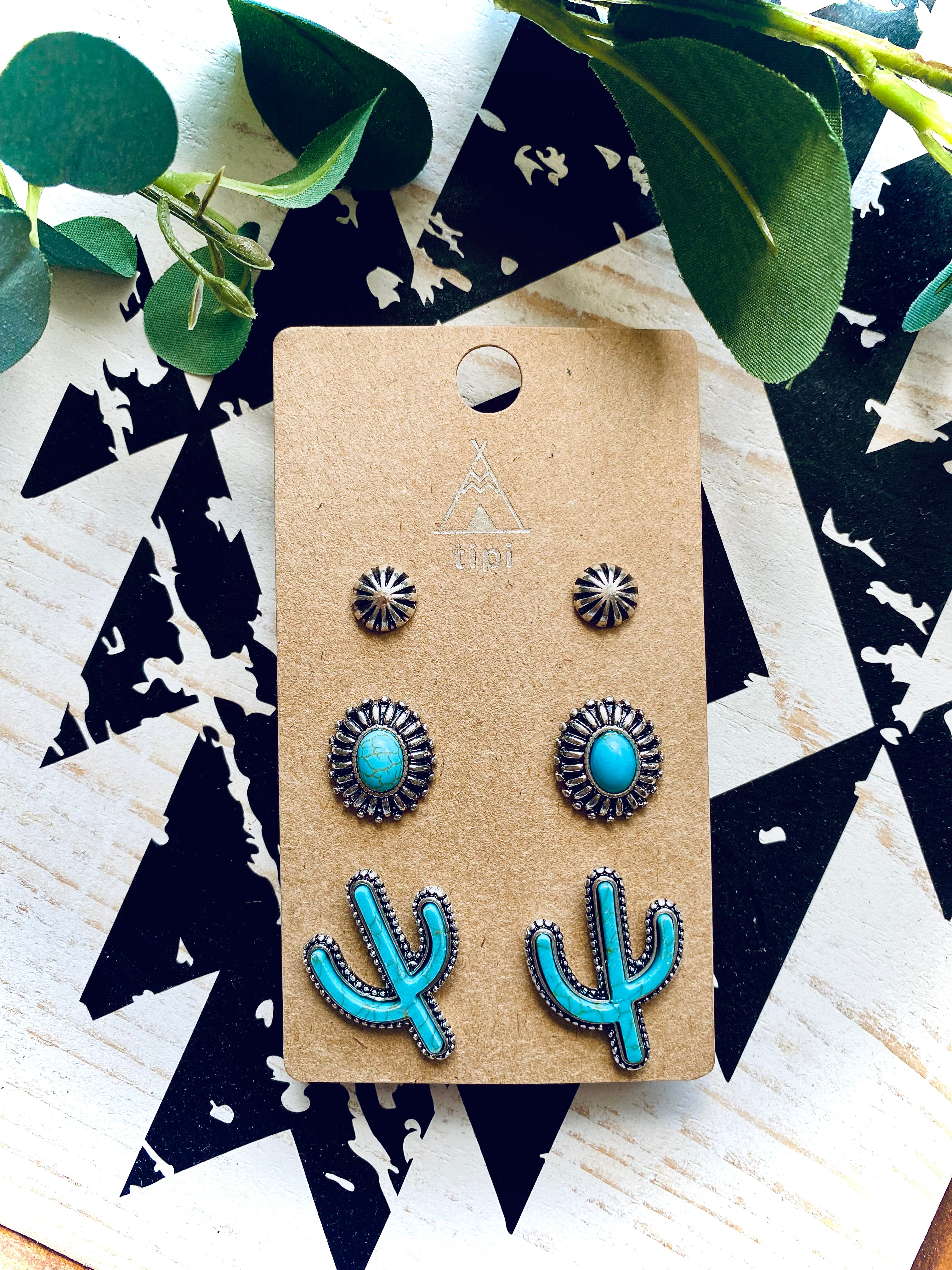 Cactus Stud Earring Set