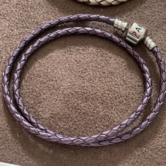 Pandora Bracelet Moments Genuine S925 Ale Purple Double Leather 19cm/38cm -  Etsy