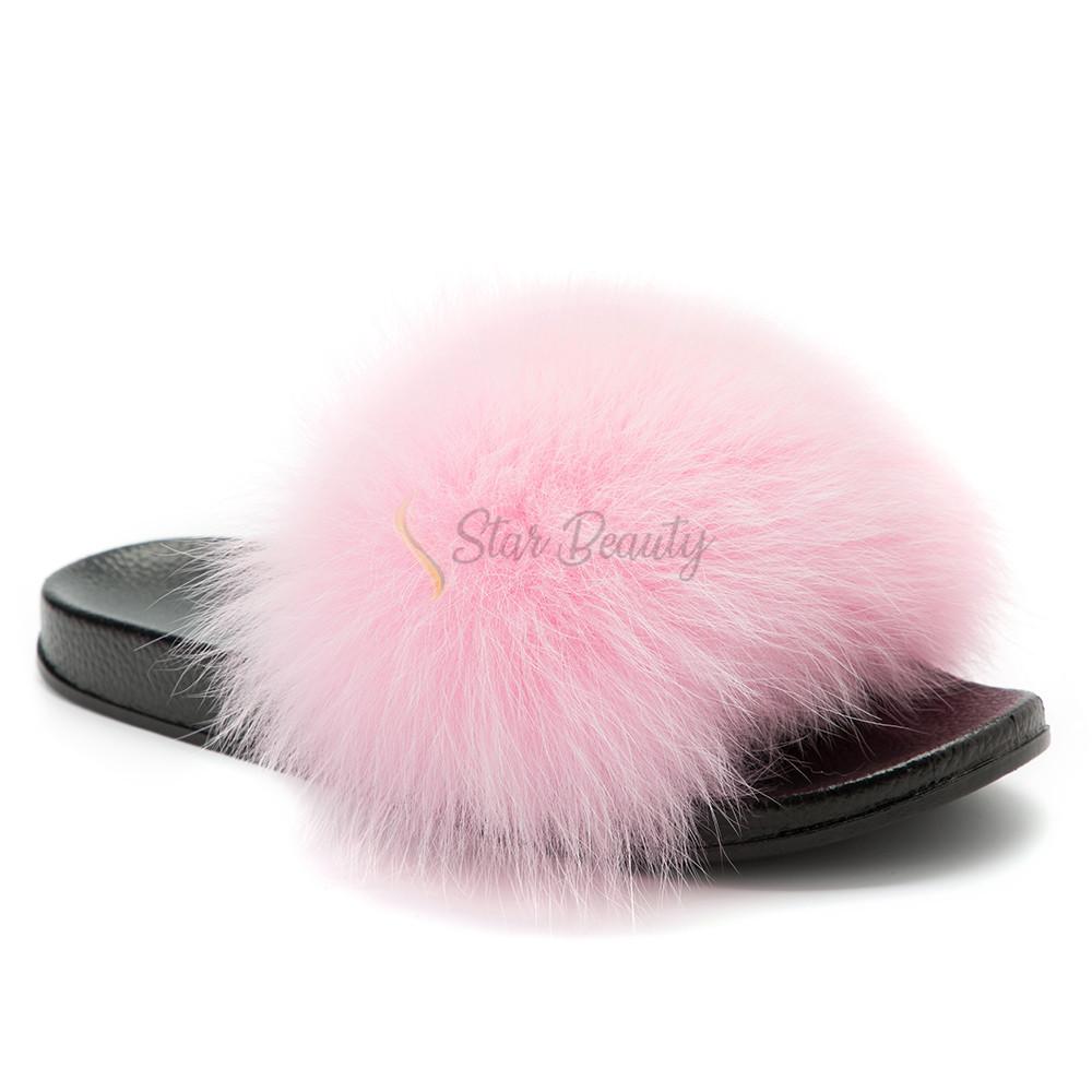 Fuzzy Girl Pink Fur Slides – Glitzy Boss and Gloss