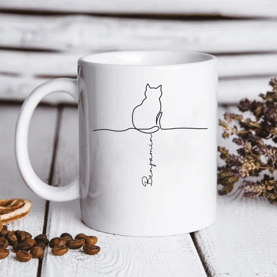 Custom Cat’s Name Personalized Mug Gift For Cat Lover, Cat Dad Gift, Cat Mom Gift