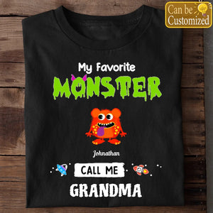 My Favorite Little Monsters Call Me Grandma Personalized Custom Shirt - Halloween Gift for Grandma/Nana/Mimi, Mom, Wife, Grandparent - TeeFonix