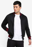 Bomber Jacket with Contrast Side Stripe - UniqTee Tokyo Style 