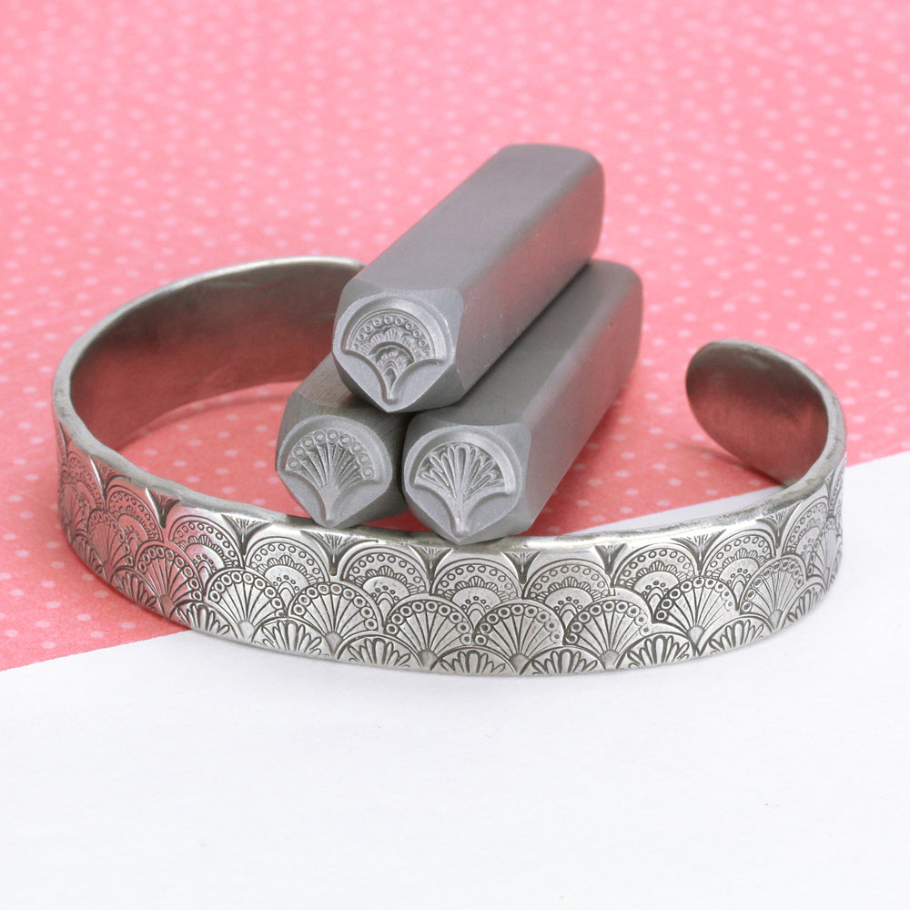 Mandala Style Metal Stamped Bracelet Cuff.