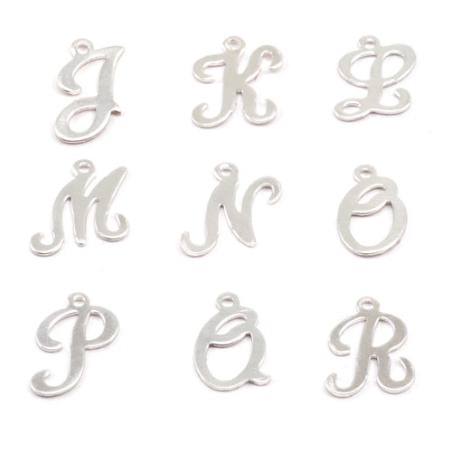 Sterling Silver Script Letter Charm L, 24 Gauge