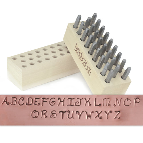 69-240-530-L 3mm (1/8) Uppercase Gothic Alphabet (Letter) Metal Stamps Set  - Rings & Things