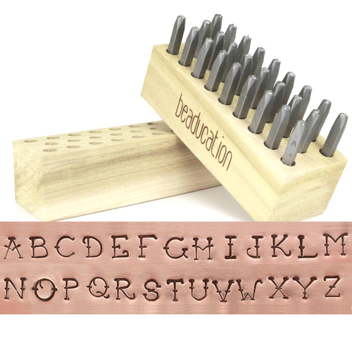 Beaducation Exact Series, Kismet Lowercase Letter Stamp Set 4.5mm, by Stamp Yours - Tapered Down Shanks