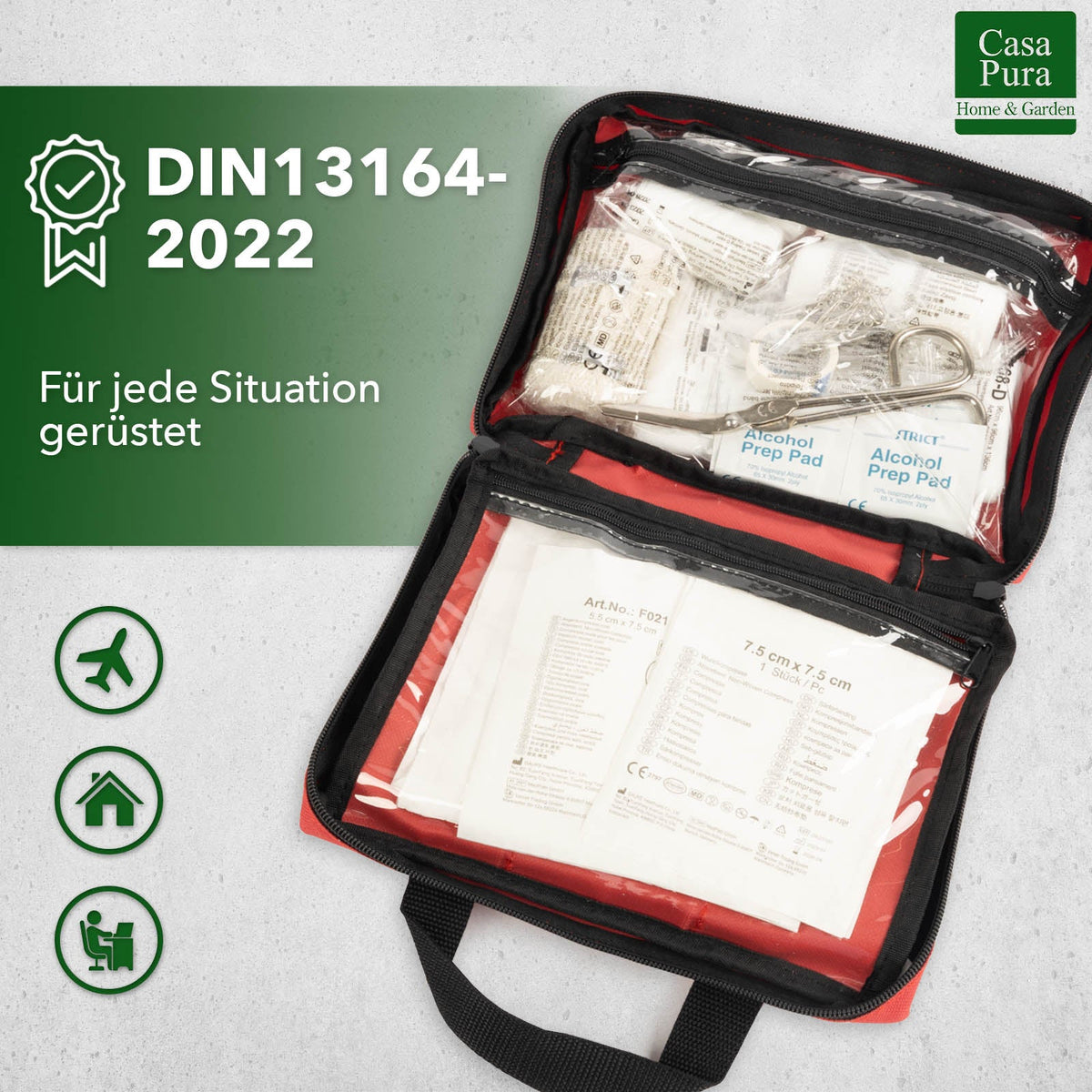 KALFF 7151 KFZ-Verbandtasche DIN Standard DIN 13164 mit Erste-Hilfe  Broschüre : : Auto & Motorrad