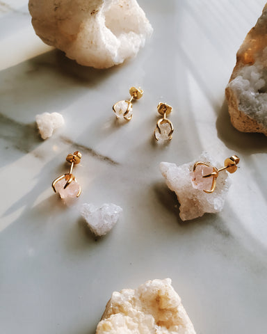 Rose Quartz Stud Earrings