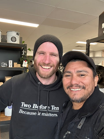 Phil & Tommy at Two Before Ten Roastery in Mitchell ACT