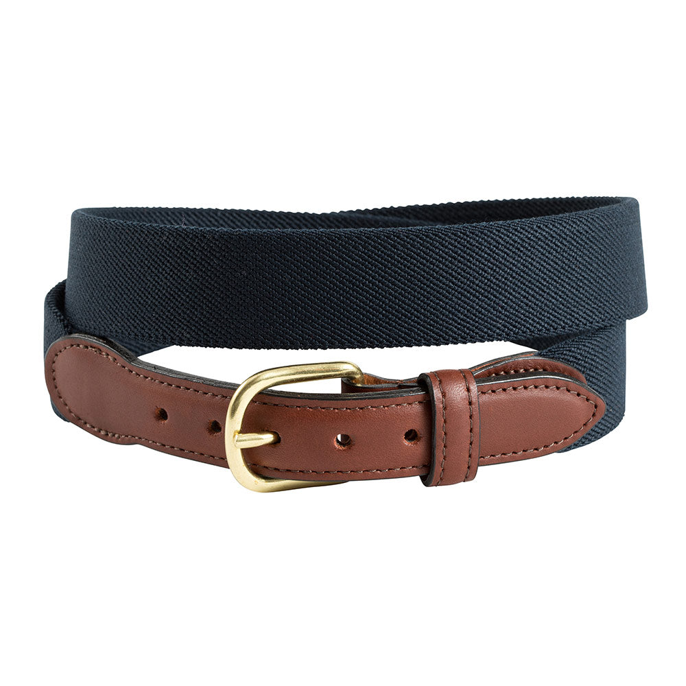 Navy & Orange Belgian Stretch Leather Tab Belt - Barrons-Hunter