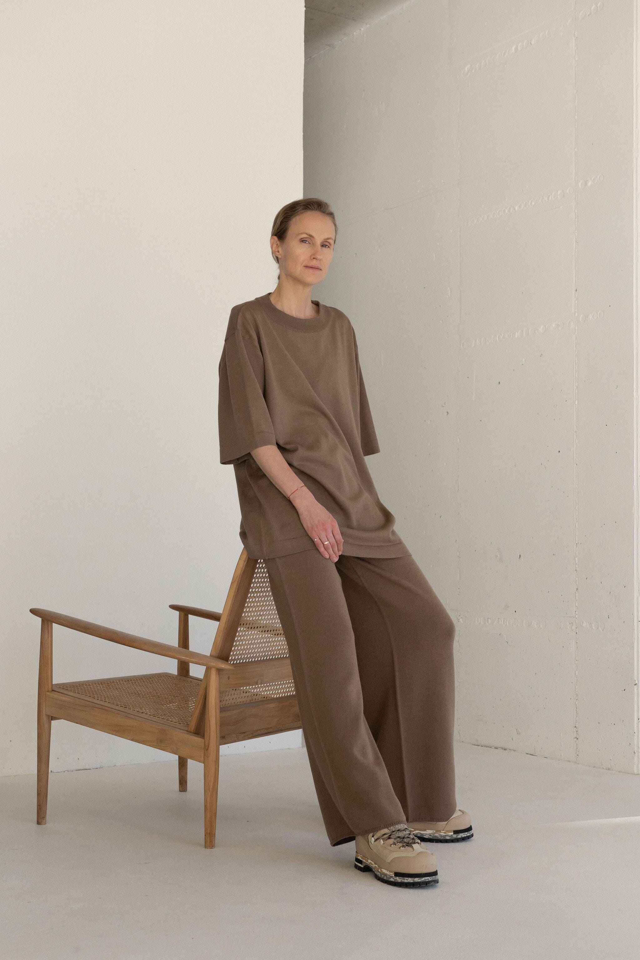 TRUFFLE EXTRA FINE MERINO WOOL T-SHIRT AND TROUSERS SET for lovers and trees 