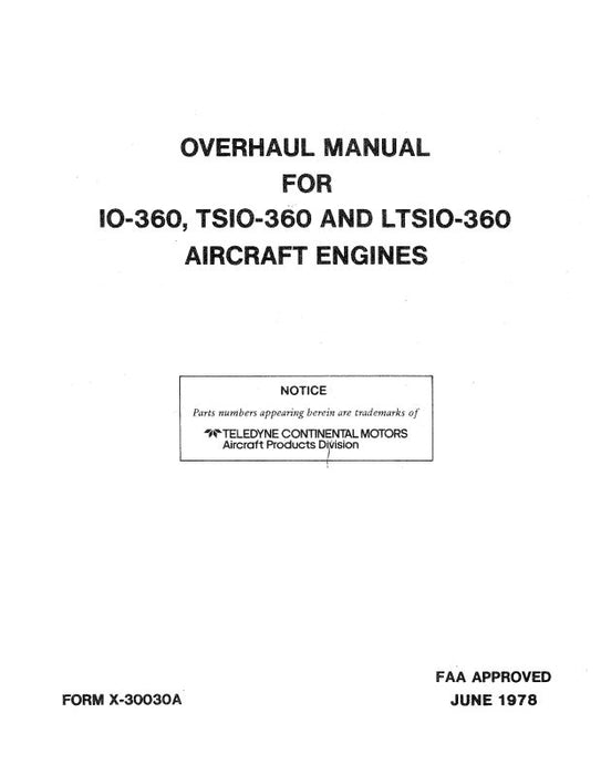 Continental IO,TSIO,LTSIO-360Series 1982 Overhaul Manual (X-30030A)