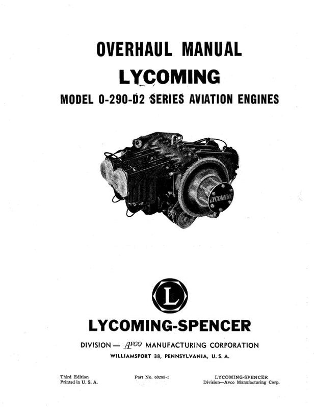 Lycoming O-290-D2 Overhaul Manual (60298-1) — Essco Aircraft