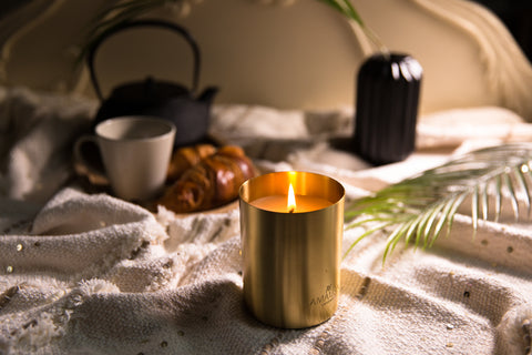 An autumnal candle burning