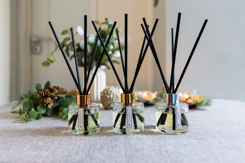 Rose gold, silver and gold reed diffusers