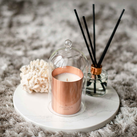 Rose gold candle decor