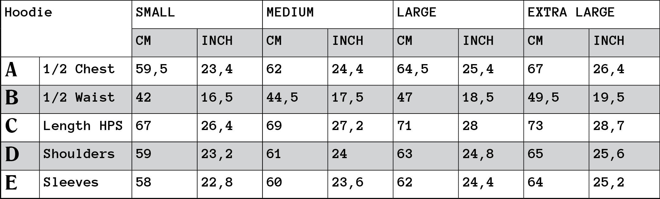 Size Guide – Last Resort AB UK