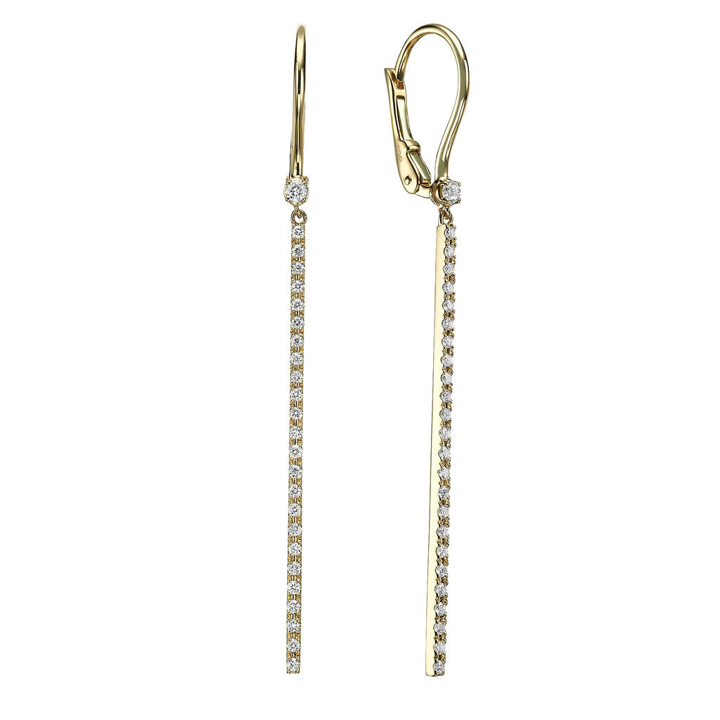 diamond bar earrings yellow gold