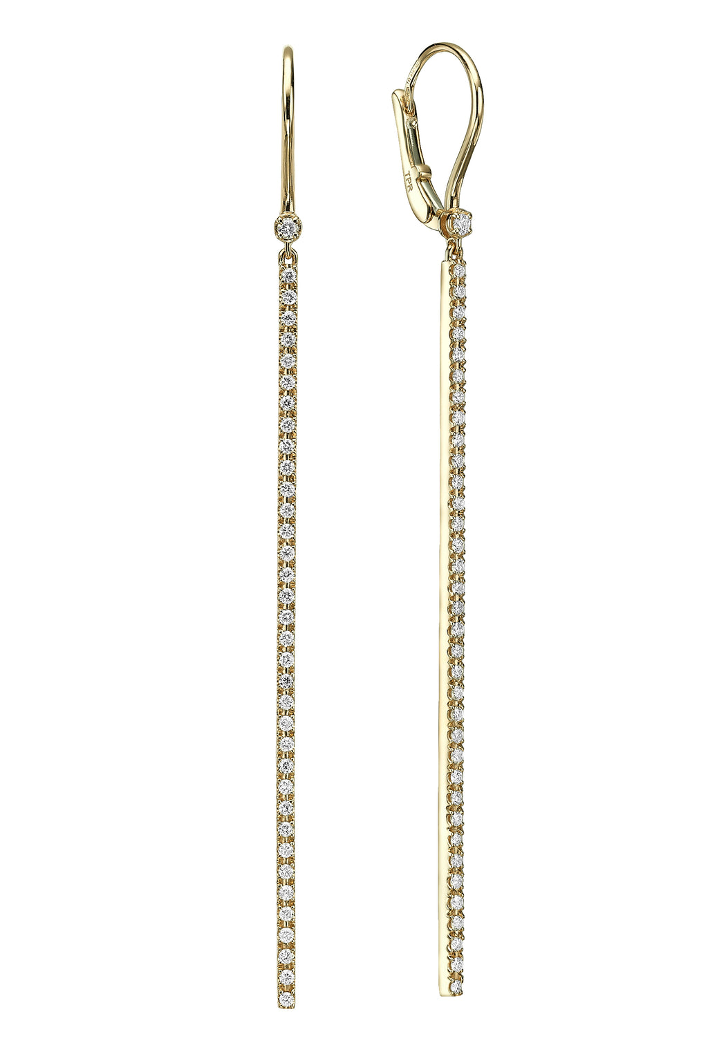 diamond bar earrings yellow gold