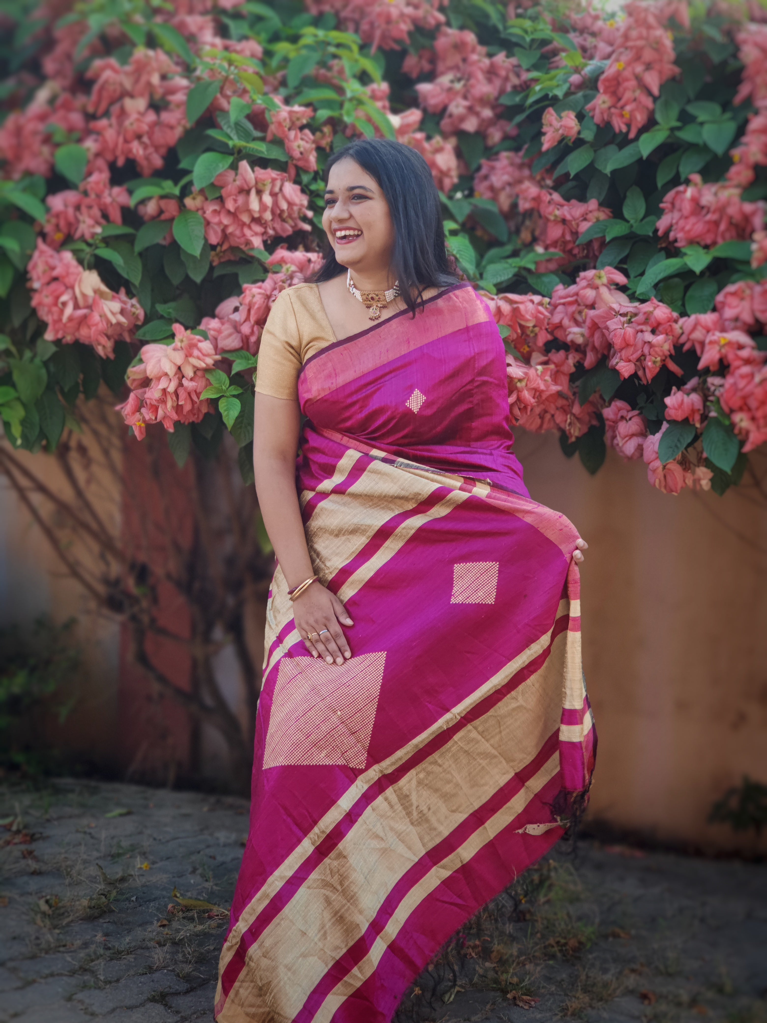 Blush Pink Handloom Weaving Silk Saree at Rs 2049.00