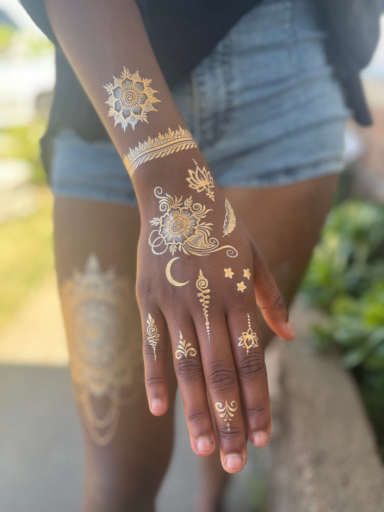 Full hand henna tattoo Design both hand one pair feel realistic mehndi  color on hand for