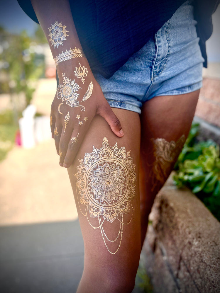 Buy Apcute Mehendi Stencil Round Mandala Henna Design For Hand round design  Set of  2 Piece  Henna Tattoo stencil for Women Girls and kids Easy to  use in just 4