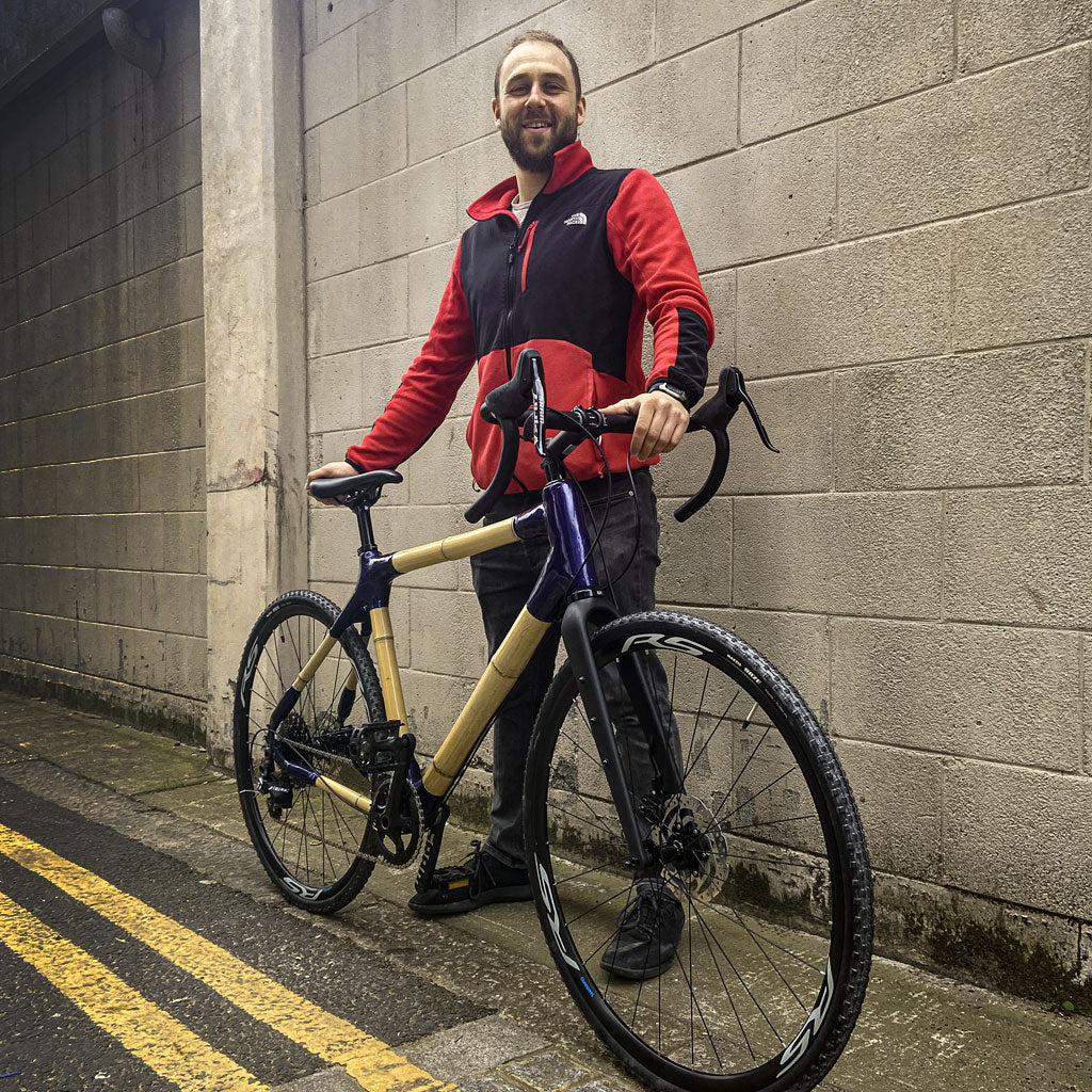 Ben with his finished Gravel Bamboo Bike