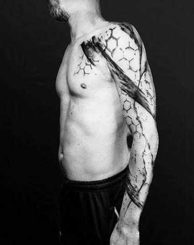 bicep tattoo, full arm tattoo, tatted sleeve