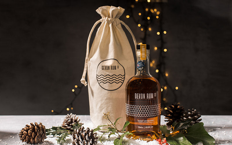 Devon Rum Company Honey Spiced Rum with Christmas Gift Bag