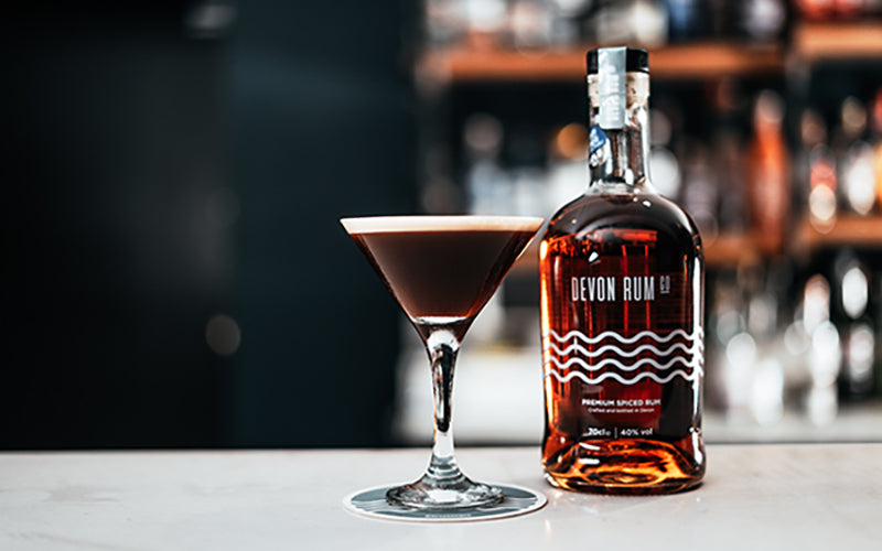 How to make an espresso rumtini cocktail with devon rum co premium spiced rum