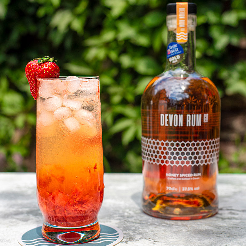 Devon Rum Co Honey Spiced Rum and Strawberry Cocktail