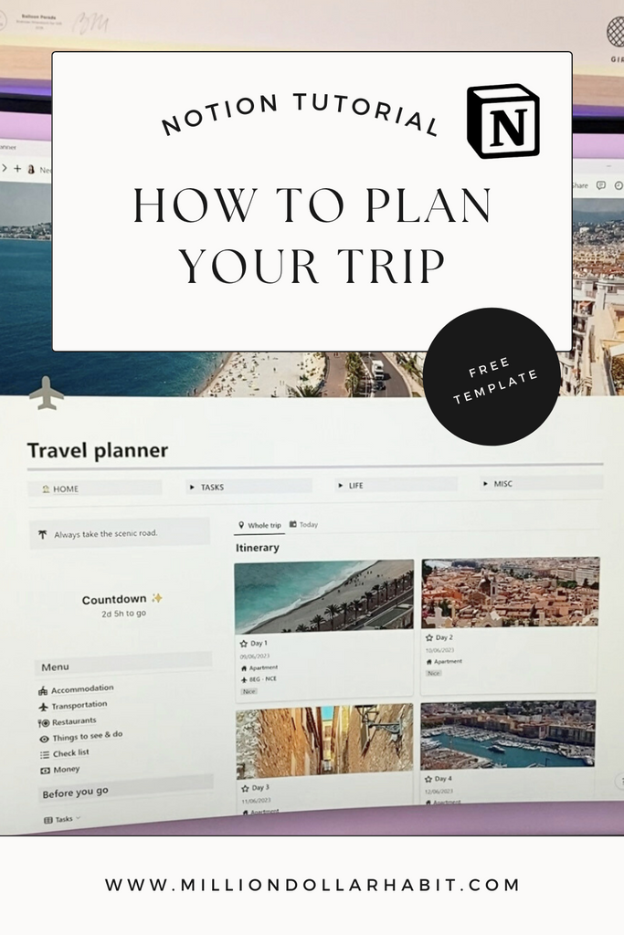 travel itinerary on notion