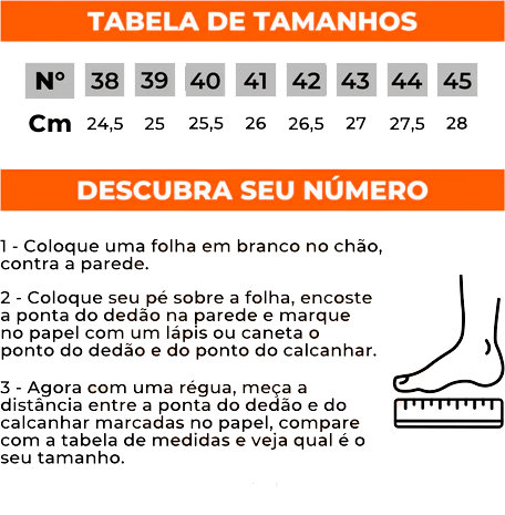 Tabela de Tamanhos do Tênis Masculino Walking 33Y Disponível em: www.descontara.com
