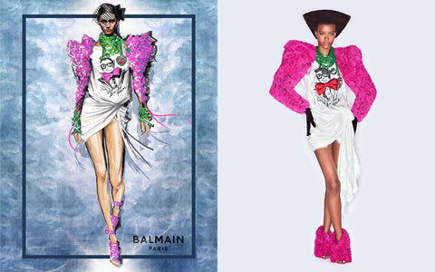 Olivier Rousteing Balmain Sketch  Fashion illustration, Fashion sketches,  Fashion design sketches