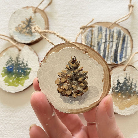 wendy millard art ornaments pine cone