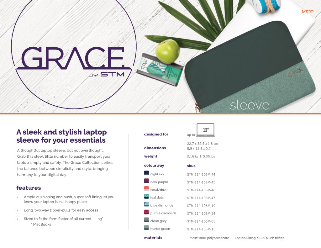 STM Grace Deluxe Sleeve for 13 MacBook, Ultrabook - Dot/Night Sky
