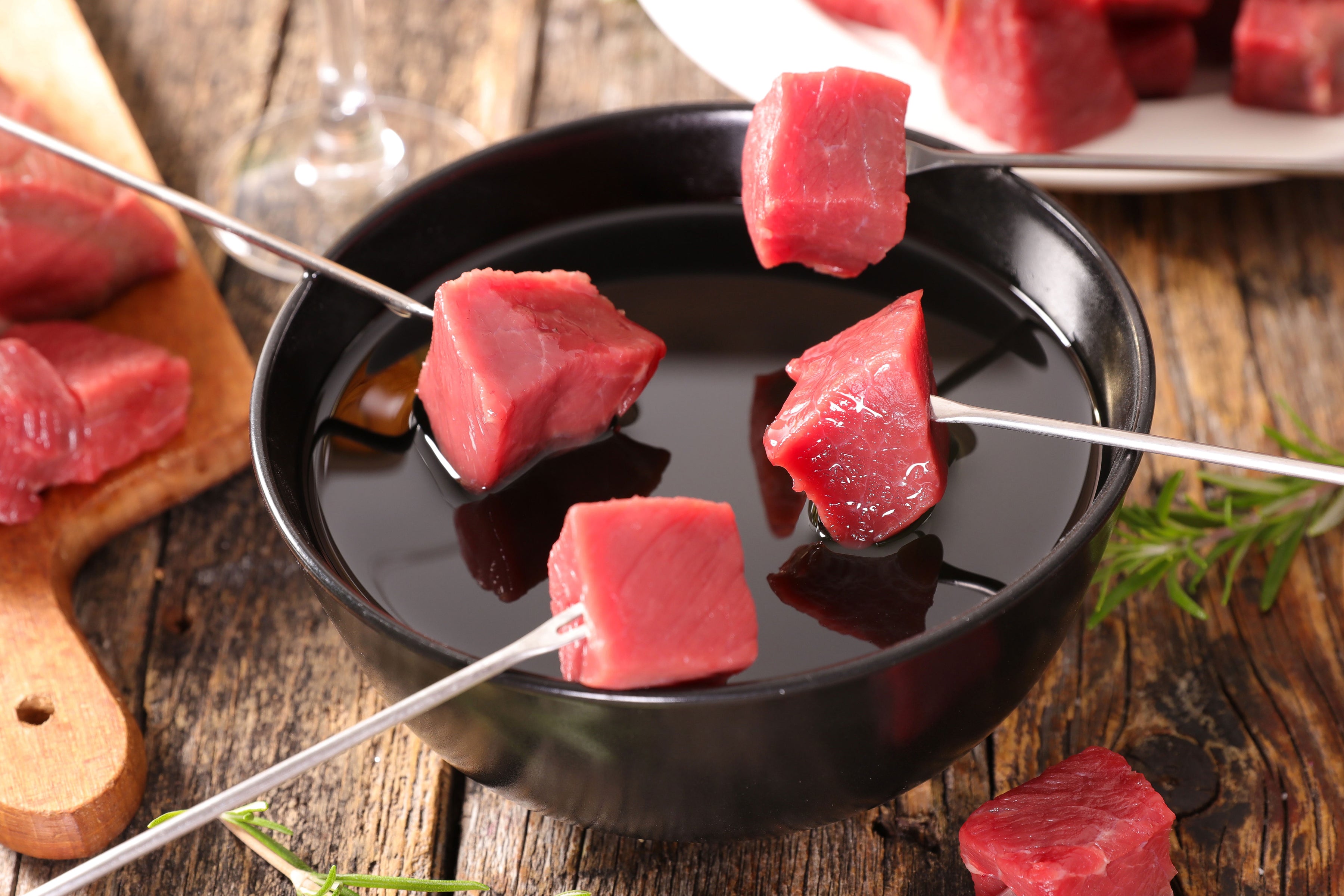 Red Wine Beef Fondue with Blue Cheese Dipping Sauce — More Than Gourmet