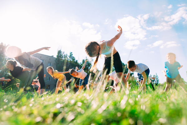 youth outdoor exercise - rainbow kids yoga teacher training in-person