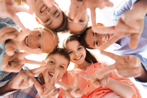 V Sign Children Circle Inner Peace to World Peace Rainbow Yoga Training