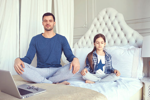 Mindfulness Father Daughter meditation at home - Yoga and Mental Health - Rainbow Kids Yoga Training