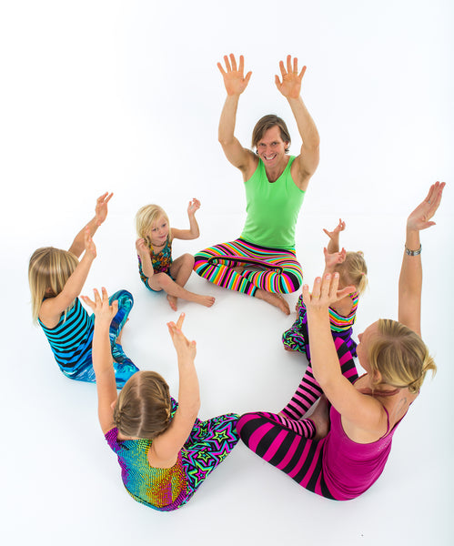 human mandala rainbow yoga