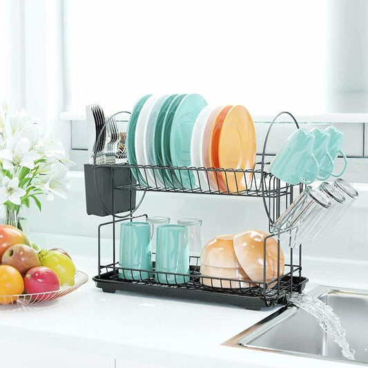 iSPECLE Dish Drying Rack, 2 Tier Dish Rack with Utensil Holder and Cutting  Board Holder, Dish Drainer with Drainboard and 4 Hooks Large Capacity for Small  Kitchen Countertop Saving Space - Yahoo Shopping