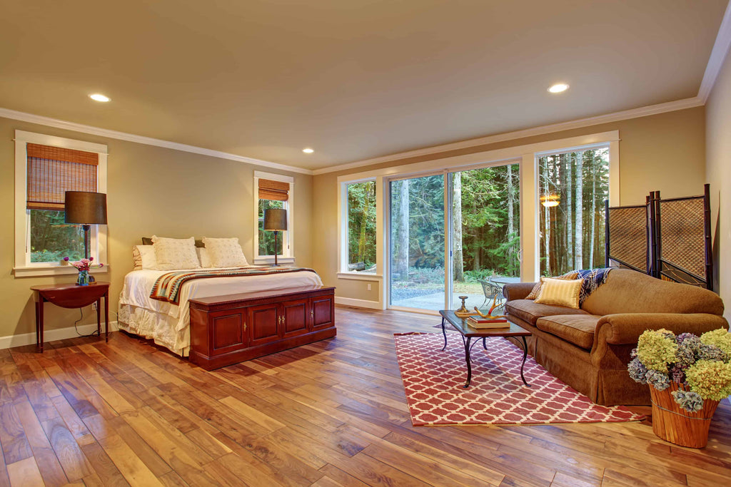 Hardwood flooring in bedroom of the house