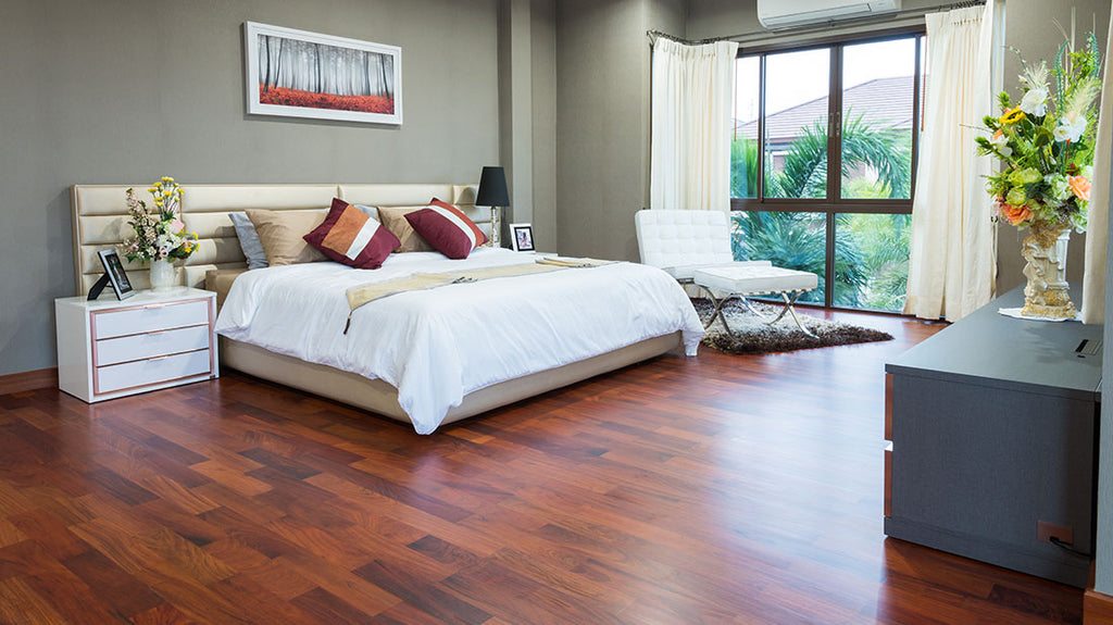 Beautiful brown laminate flooring for bedroom
