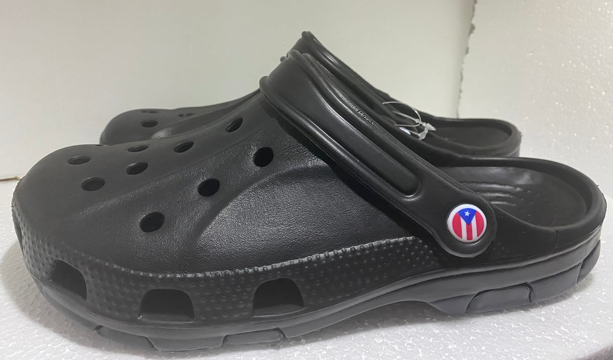 Puerto Rico Clogs Crocs Men’s with Flag on the side all Black ...