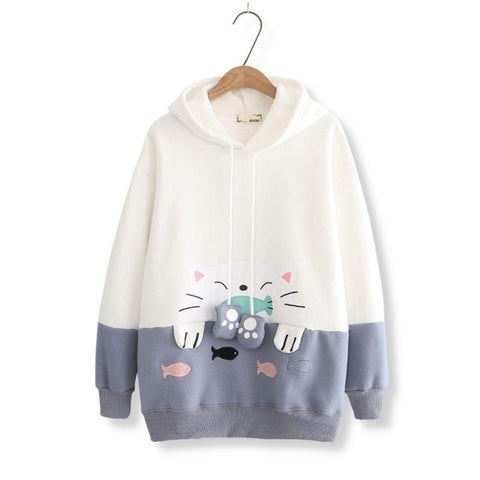 Cat Fish Kawaii Hoodies - Super Kitty Cats