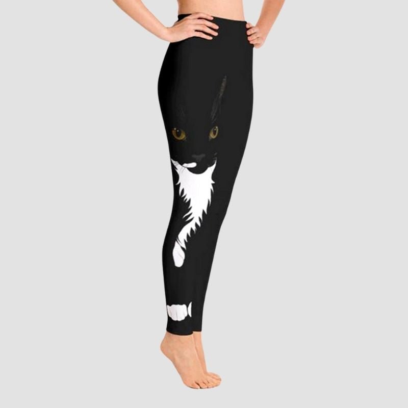 Roses and Black Cats Leggings - Super Kitty Cats